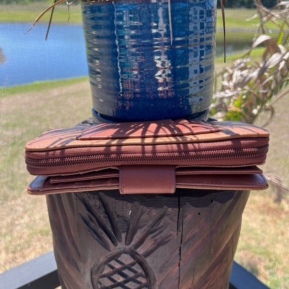 Spring Blossom Embossed SLG  Wallet, Cognac Brown - Picture 9 of 12